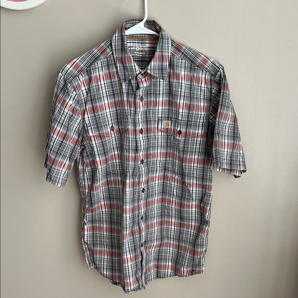 Carhartt Force Men’s Medium Relaxed Fit Short-Sleeve Plaid Button Up Shirt